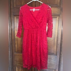 Pinkblush red lace maternity dress size small.
